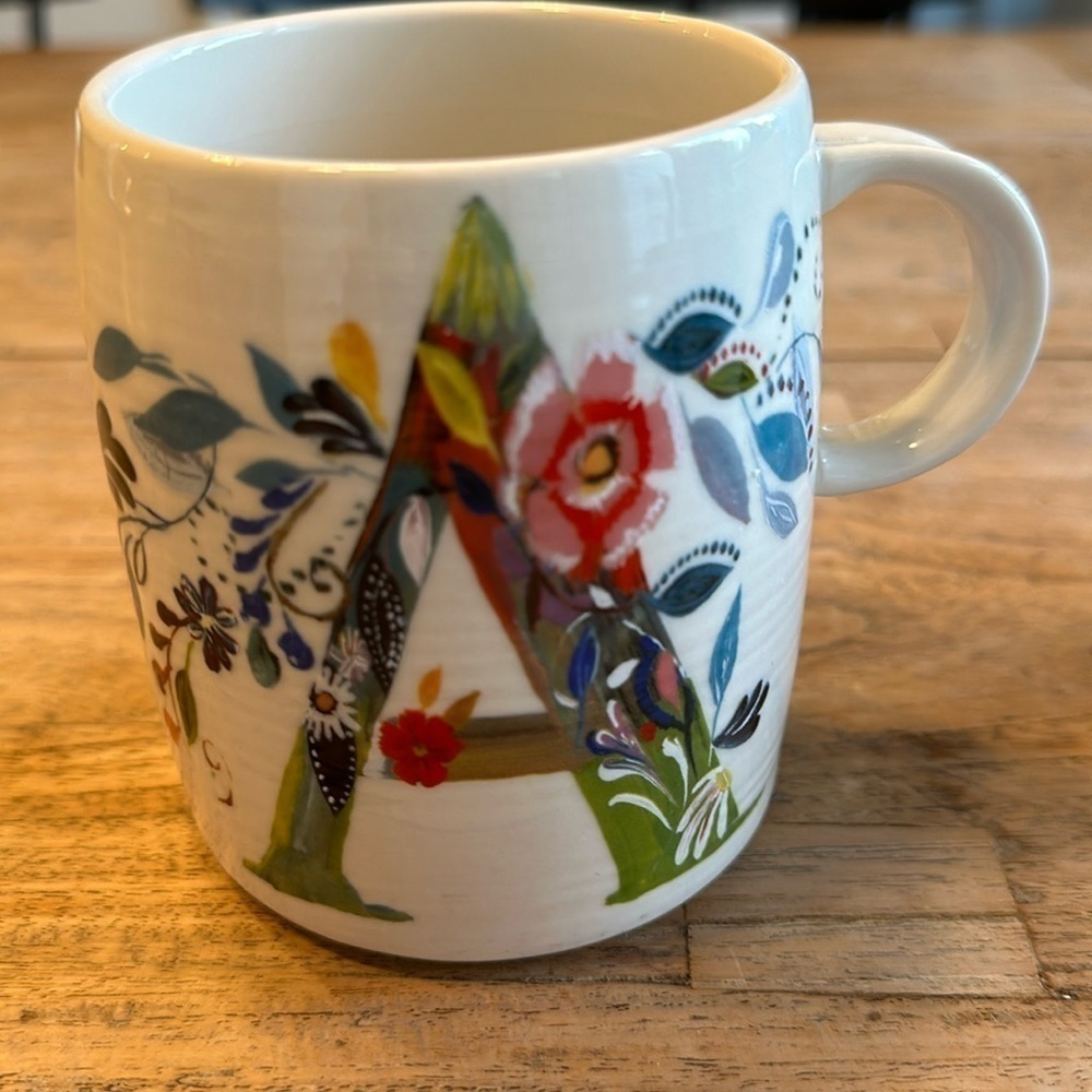 Anthropologie Petal Palette “A” Mug by Starla Michelle Halfmann — Floral Ceramic